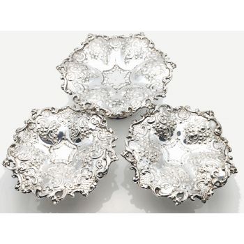 Set Of 3 Gorgeous Antique Silver Plated Bonbon Dishes Antique Sheffield (#100051) 1