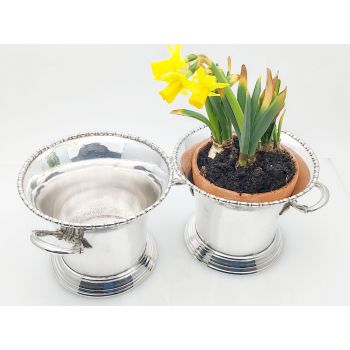 Pair Of Gleaming Indoor Planters Silver Plated Martin Hall Antique Sheffield (#100052) 1