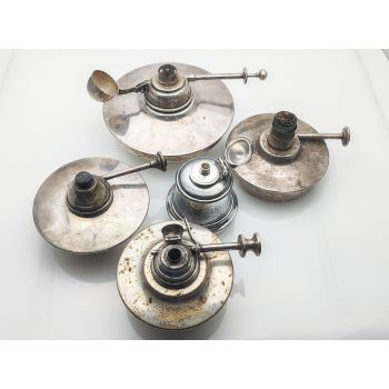 Job Lot Of 5 Silver Plated Spirit Burners For Hotplates / Spirit Kettles Etc (#100056) 1