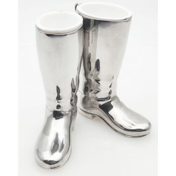 Pair Of Horse Riding Boot Drinks Measures - Silver Plated - Vintage (#100061) 1