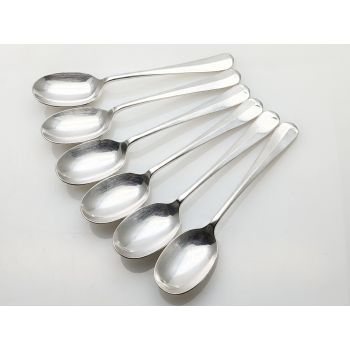 Hanoverian Rattail Pattern Set Of 6 Tea Spoons Silver Plated Epns Sheffield (#100072) 1