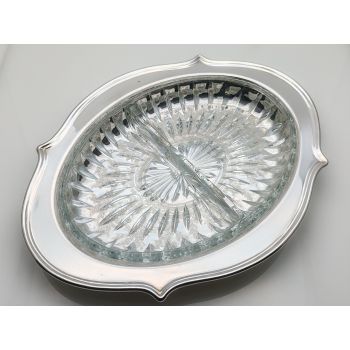 Vintage Boxed Silver Plated & Glass Serving Dish - Chased (#100084) 1