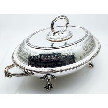 Antique Silver Plated Entrée & Chaffing Dish Silver Plated Sheffield (#100091) 1