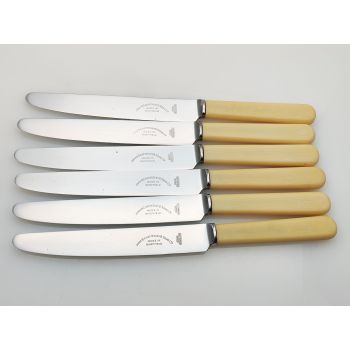 Vintage Faux Bone Handle Set Dinner Knives Sheffield Steel J.b.chatterley (#100100) 1