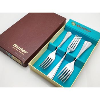 Butler Sheffield Old English Pattern Dessert Forks Stainess Steel Boxed (#100104) 1