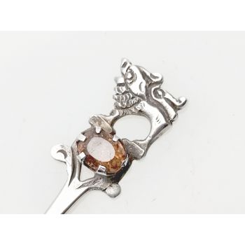 Vintage Silver Stone Set Spoon - Probably From Sri Lanka (#100109) 1