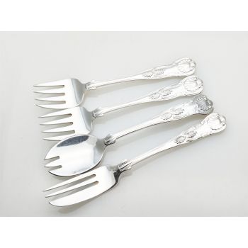 Kings Pattern Silver Plated Epns 4x Nice Forks Sardine Etc Vintage (#100110) 1