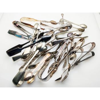 Job Lot Of 32 Sugar Tongs - Silver Plated Epns / Ns - Vintage & Antique (#100126) 1