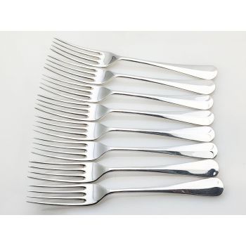 Mappin & Webb Hanoverian Set Of 8 Side Dessert Forks Epns Silver Plated Vintage (#100157) 1