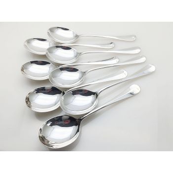 Mappin & Webb Hanoverian Rattail Set Of 8 Soup Spoons Epns Silver Plated Vintage (#100159) 1