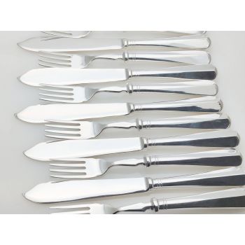 Mappin & Webb Hanoverian Set Of 16 Fish Eaters Epns Silver Plated Vintage (#100162) 1