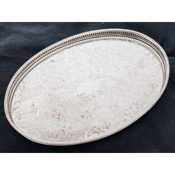 Vintage Viners Chased Silver Plated Serving Tray (#100170) 1