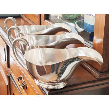 3x Ex Military Large Silver Plated Gravy Sauce Boats Silver Plated Vintage (#100175) 1