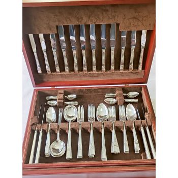8 Settings 95pc Pinder Bros Consort Canteen Cutlery Silver Plate Epns Vintage (#100197) 1