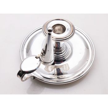 Gleaming Old Sheffield Plate Chamber Stick Antique Silver Plated (#100203) 1