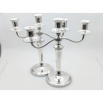 Gleaming Pair Of Silver Plated Candelabra - Vintage (#100209) 1