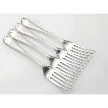 Christofle Perles / Bead Pattern 4x Side Dessert Forks Antique Silver Plated (#100225) 1