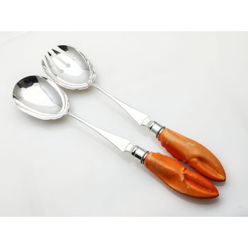 Fab Lobster Claw Handle Salad Servers Silver Plated Dixon Vintage (#100226) 1