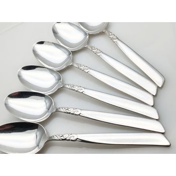 Community South Seas 6x Dessert Spoons - Silver Plated -- Vintage (#100229) 1