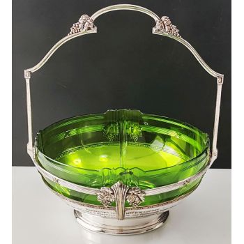 Wmf Masonic Interest Silver Plated Fruit Bowl With Glass - Antique (#100239) 1