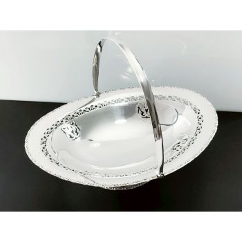 Good Swing Handled Basket Bowl - Silver Plated - Vintage (#100251) 1