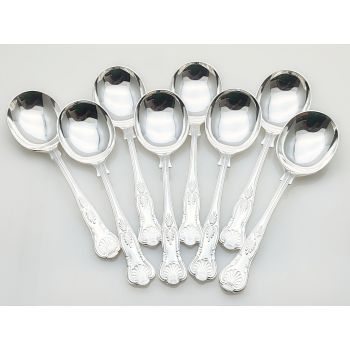 Kings Pattern - 8x Soup Spoons Silver Plated Epns A1 Vintage (#100271) 1