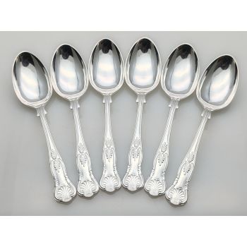 Kings Pattern - Set Of 6 Dessert Spoons Silver Plated Epns A1 Vintage (#100272) 1