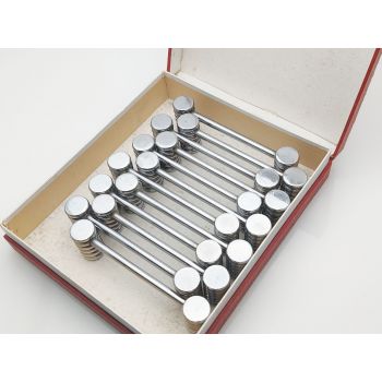 Vintage Set Of 12 Cutlery Knife Rests Heavy 1.2kg Chrome Plated Boxed (#100282) 1