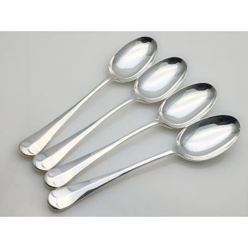 Hanoverian Rattail Pattern Set Of 4 Tablespoons - Silver Plated Sheffield Epns (#100287) 1