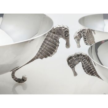 3x Fabulous Sea Horse Nuts / Nibbles Bowls - Silver Plated - Vintage (#100318) 1