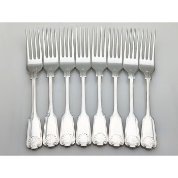 Fiddle Thread Shell Pattern 8x Dinner Forks Epns Silver Plated Arthur Price (#100347) 1