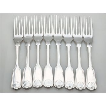 Fiddle Thread Shell Pattern 8x Fish Forks Epns Silver Plated Arthur Price (#100348) 1