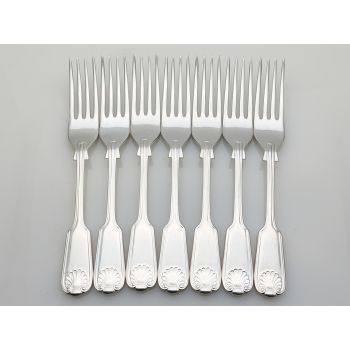 Fiddle Thread Shell Pattern 7 Side Dessert Forks Epns Silver Plated Arthur Price (#100349) 1