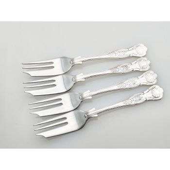 Kings Pattern - 4x Pastry Cake Forks Epns A1 Silver Plated Vintage (#100353) 1