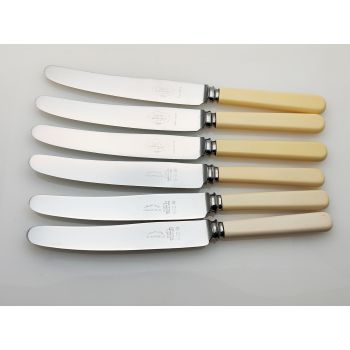 6x Vintage Faux Bone Handled Dinner Knives Stainless Steel Sheffield (#100362) 1