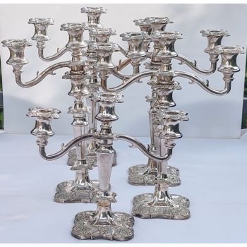 5x Grapes & Vines Candelabra Silver Plated Vintage 8.9kg (#100378) 1