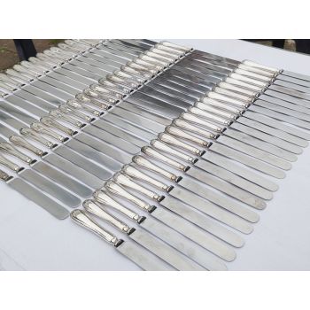 Bulk Lot Of 72 Palette Shape Dinner Knives Silver Plated Handles Walker & Hall (#100379) 1