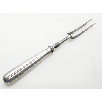 Early Victorian Silver Handled Meat Fork - Antique (#100392) 1