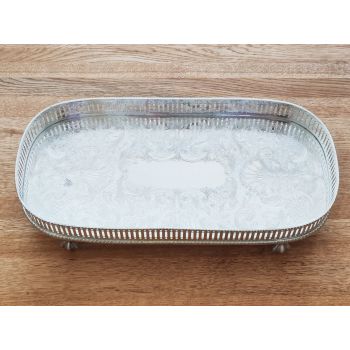 Lovely Small Rectangular Decanter Drinks Tray Claw & Ball Feet Silver Plated (#100398) 1