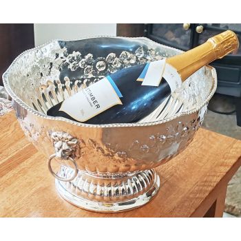 Superb Large Silver Plated Champagne Cooler Punch Bowl Lion Mask (#100399) 1