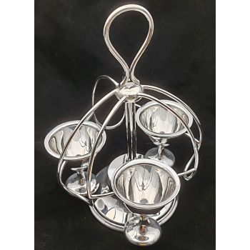 Unusual 3 Egg Cup Cruet Set - Georgian Wirework Stye Silve Rplated Vintage (#100402) 1