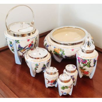 Fab A.j. Wilkinson Chintz & Silver Plated Tableware Set Art Deco (#100404) 1