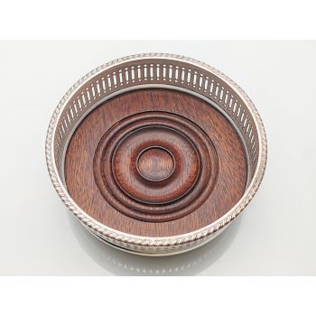 Good Silver Plated On Copper Wine Bottle Coaster - Vintage (#100405) 1