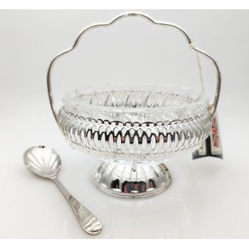 Queen Anne Silver Plated & Glass Relish Pickle Dish With Spoon Original Box (#100432) 1