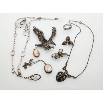 Job Lot Of Sterling Etc Silver Jewellery Jewelry Antique & Vintage 79g (#100450) 1