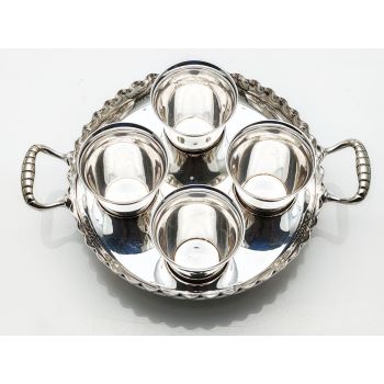 4 Vodka / Schnapps Shot Cups & Stand - Silver Plated - Vintage Prob Wmf (#100468) 1