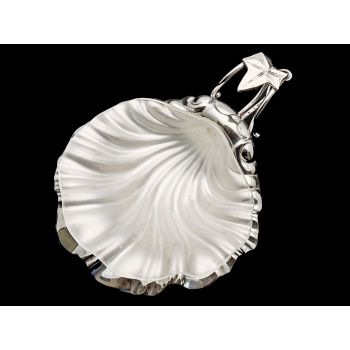 Lovely Wmf Silver Plated & Glass Shell Shape Butter Dish Antique (#100469) 1