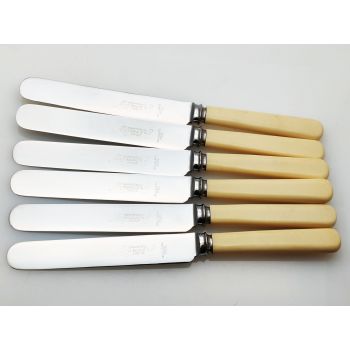 Faux Bone Handled Side Dessert Knives Palette Shape Musgrave Sheffield Vintage (#100482) 1