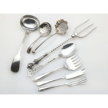 Job Lot Antique & Vintage Flatware Incl Lovely Victorian Bread Fork Silver Plate (#100493) 1