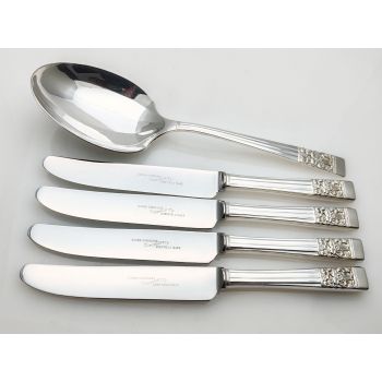 Community Hampton Court 4x Dessert Knives + Large Serving Spoon Vintage (#100503) 1